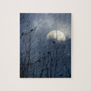 Crows On A Mystical Night Jigsaw Puzzle