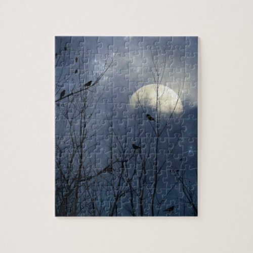 Crows On A Mystical Night Jigsaw Puzzle