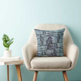 Crows Raben Vogel Crows on Aste Throw Pillow