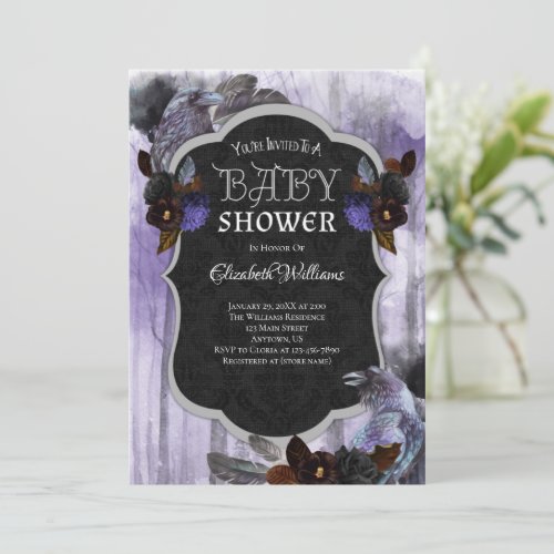 Crows Ravens Goth Baby Shower Invitation