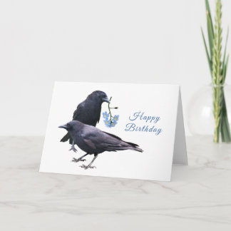 Crows with Flowers Birthday Card