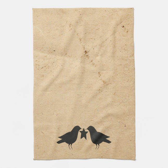 Crows With Star Kitchen Towel (Vertical)