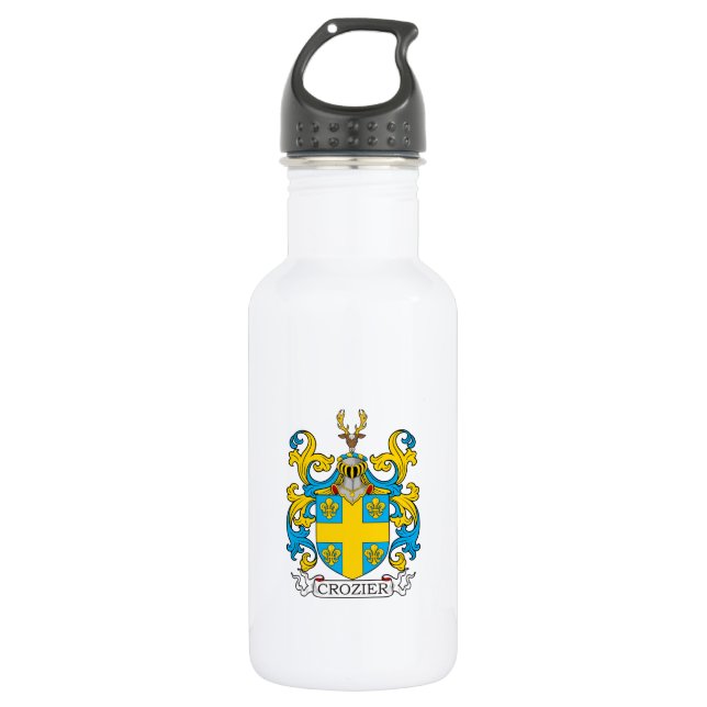 Crozier Family Crest Stainless Steel Water Bottle (Front)
