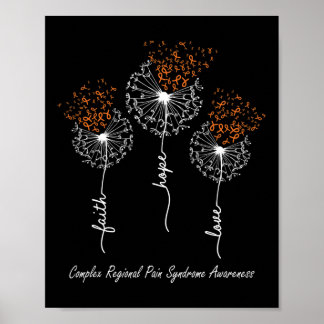 CRPS Awareness Faith Hope Love Dandelion Poster
