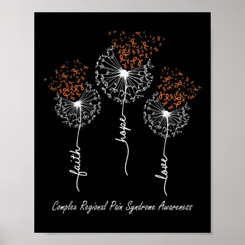 CRPS Awareness  Faith Hope Love Dandelion  Poster