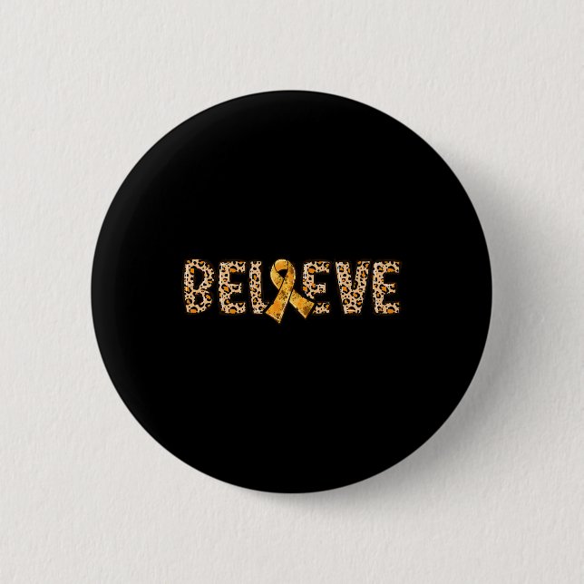 Crps Leopard Print Orange Ribbon Support Believe  Button (Front)