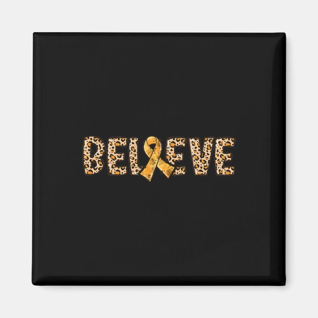 Crps Leopard Print Orange Ribbon Support Believe  Magnet (Front)