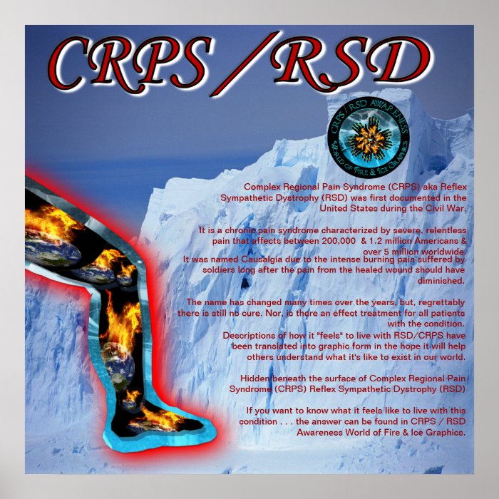 CRPS /RSD Blazin' Leg in Ice Blue Glacier Poster