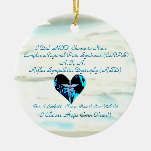 CRPS / RSD Blue Heart of Flame Hope Courage Star O Ceramic Ornament (Front)