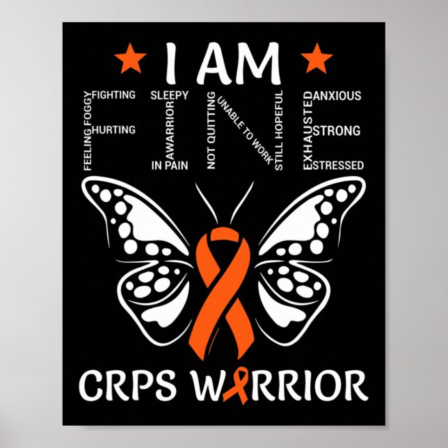 CRPS Warrior I Am Fine Orange Ribbon Butterfly RSD Poster (Front)