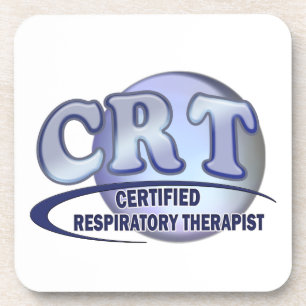 CRT CERTIFIED RESPIRATORY THERAPIST BLUE LOGO BEVERAGE COASTER
