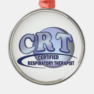 CRT CERTIFIED RESPIRATORY THERAPIST BLUE LOGO METAL ORNAMENT