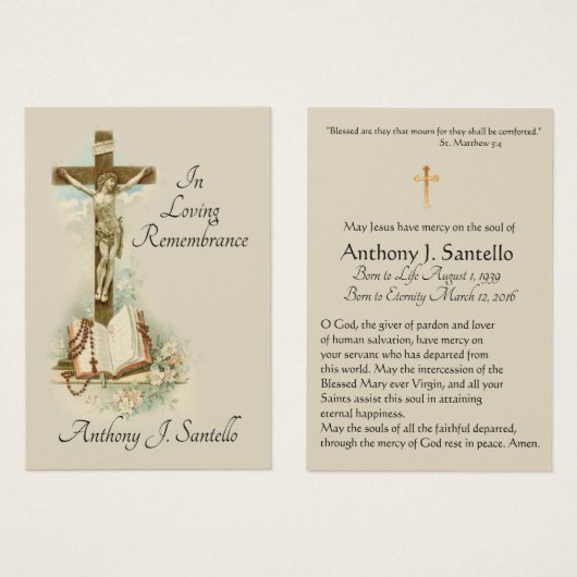 Crucified Jesus Catholic Funeral Holy Card - (Front & Back)