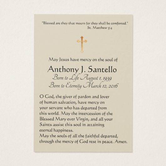 Crucified Jesus Catholic Funeral Holy Card - (Back)
