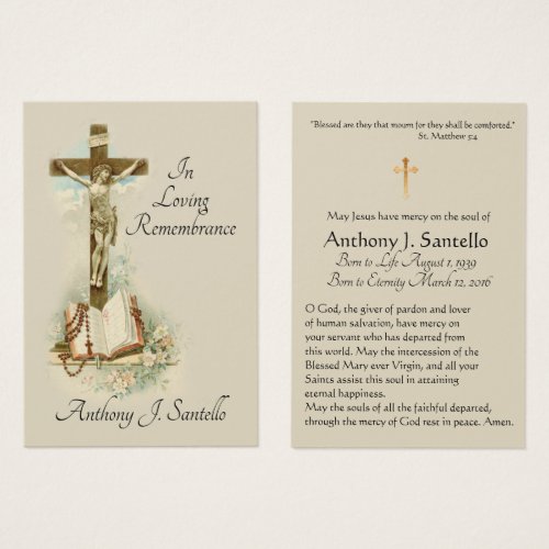 Crucified Jesus Catholic Funeral  Holy Card _