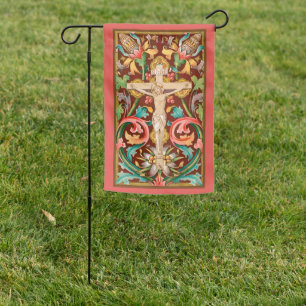 Crucified Jesus with John 3:16 Verse Lenten Garden Flag
