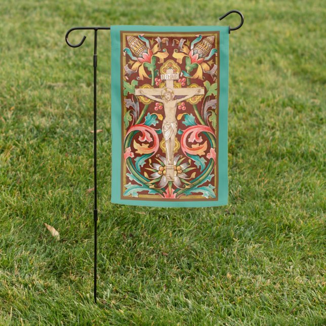 Crucified Jesus with John 3:16 Verse Lenten Garden Flag (In SItu)