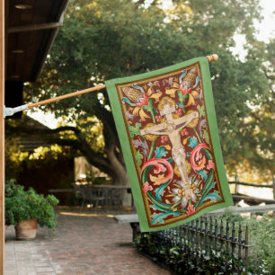 Crucified Jesus with John 3:16 Verse Lenten House Flag