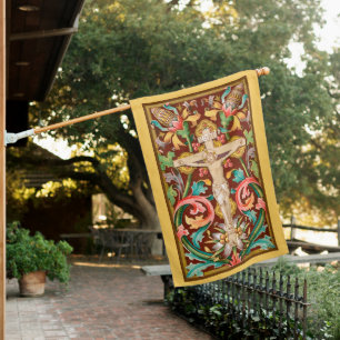 Crucified Jesus with John 3:16 Verse Lenten House Flag