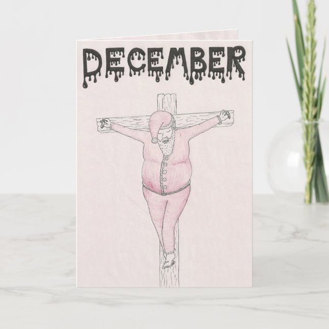 Crucified santa claus christmas card (Front)