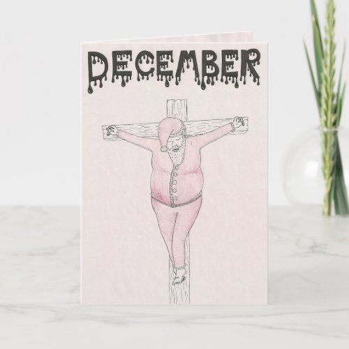 Crucified santa claus christmas card