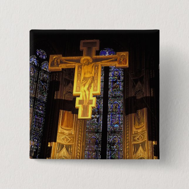 Crucifix above the High altar in the Santa Pinback Button (Front)