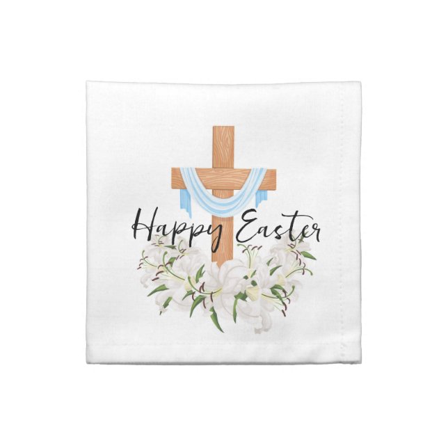 Crucifix and Lilies Easter  Cloth Napkin (Quarter Fold)
