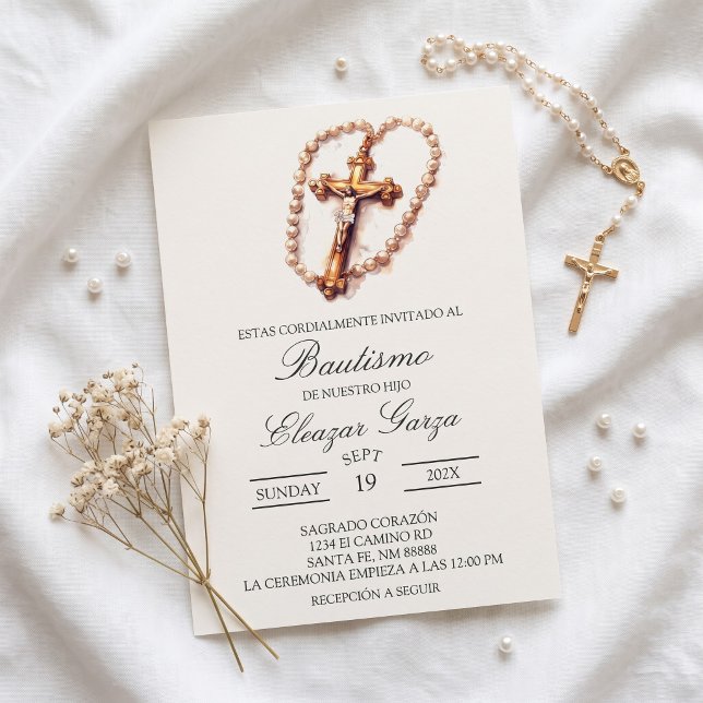 Crucifix  baptism in spanish Invitation (Creator Uploaded)