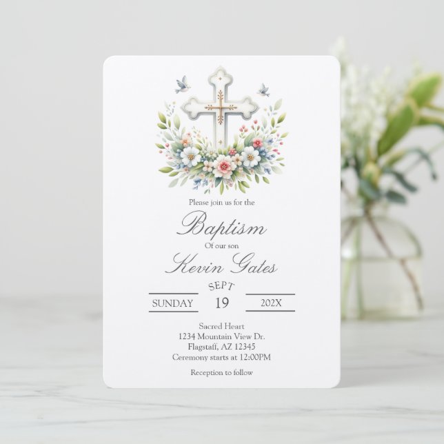 Crucifix  baptismInvitation Invitation (Standing Front)