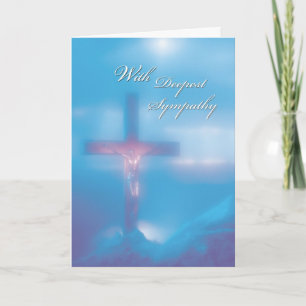 Crucifix Blue Sympathy Card