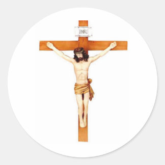 CRUCIFIX CLASSIC ROUND STICKER