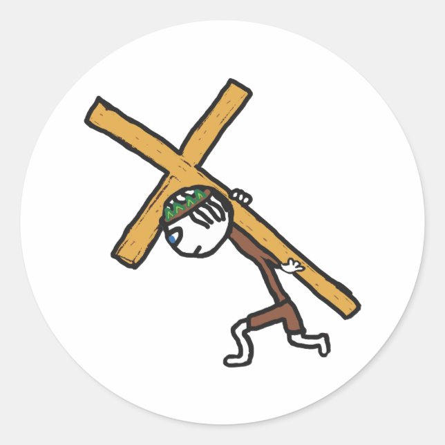 Crucifix Classic Round Sticker (Front)