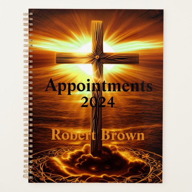 Crucifix Cross Golden Sunrise  Planner (Front)