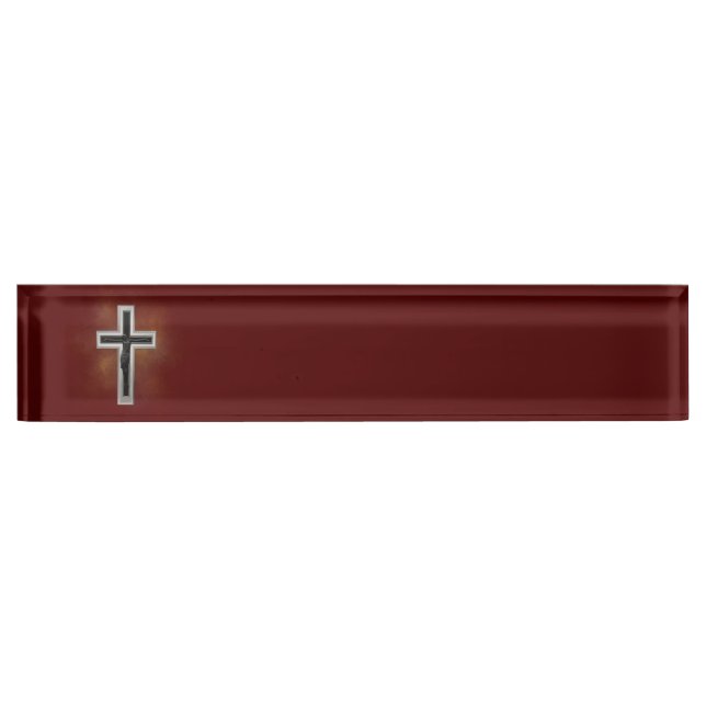 Crucifix Desk Name Plate (Front)