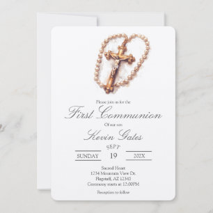 Crucifix  first communion Invitation