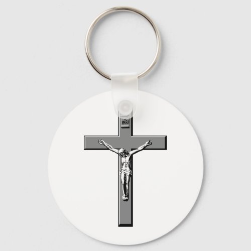 Crucifix in Silver Keychain