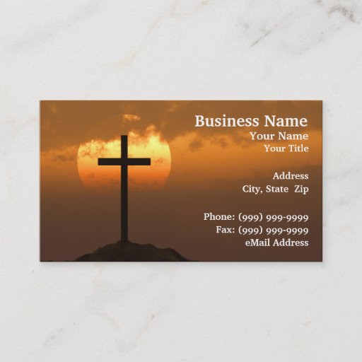 Customizable Crucifix on a Hill Against Beautiful Sunset Business Card Templates