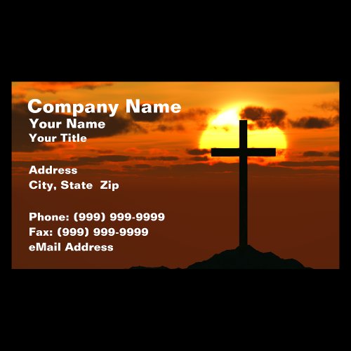 Crucifix on a Hill Against Beautiful Sunset Business Card