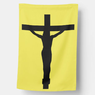 Crucifix Personalized Outside Decor House Flag