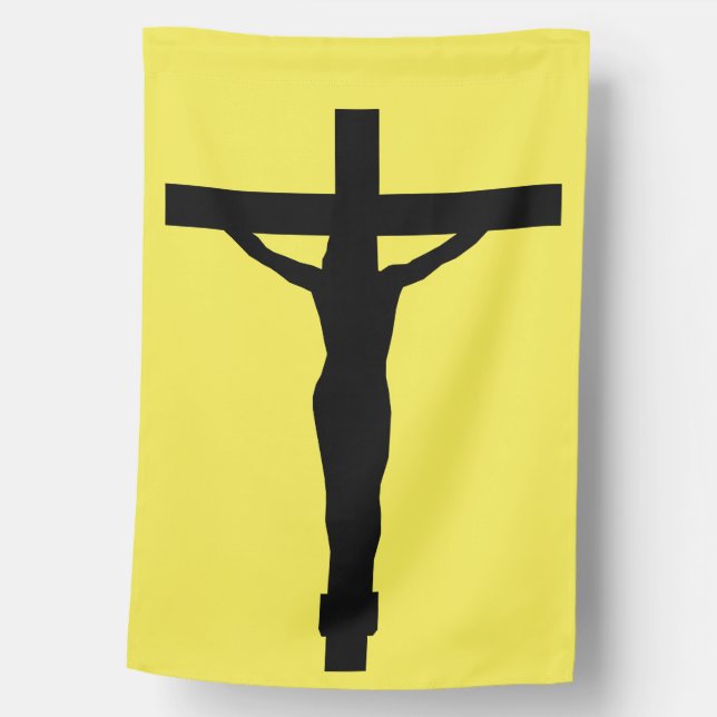 Crucifix Personalized Outside Decor House Flag (Front)