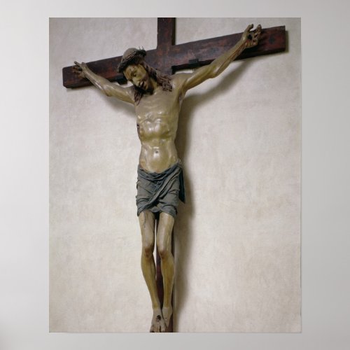 Crucifix polychrome wood poster