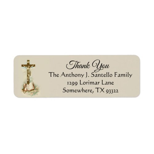 Crucifix Rosary Bible Jesus Thank You Label