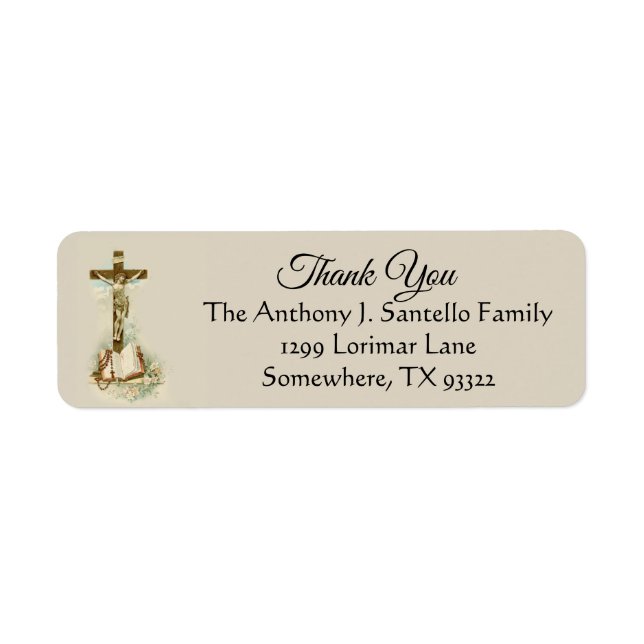 Crucifix Rosary Bible Jesus Thank You Label (Front)