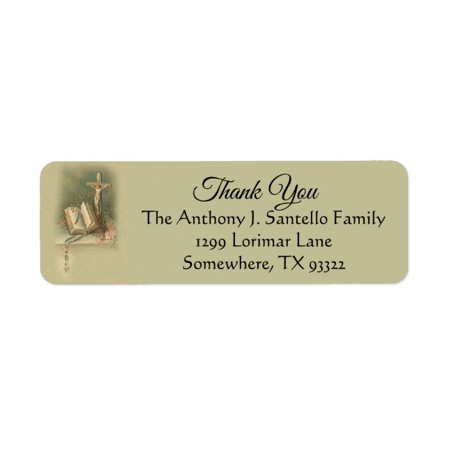 Crucifix Rosary Bible Jesus Thank You Label (Front)