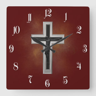 Crucifix Square Wall Clock