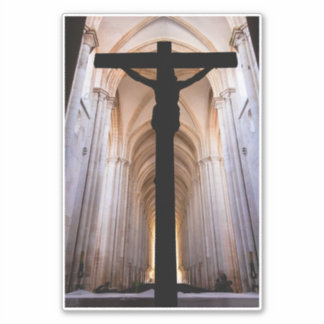 Crucifix with Jesus Christ. Gothic Alcobaca Abbey Sticker