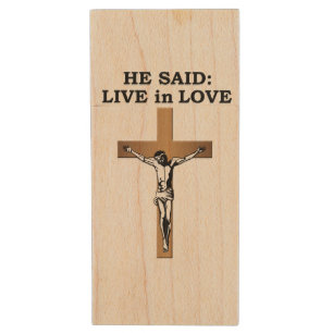 Crucifix Wood USB Flash Drive