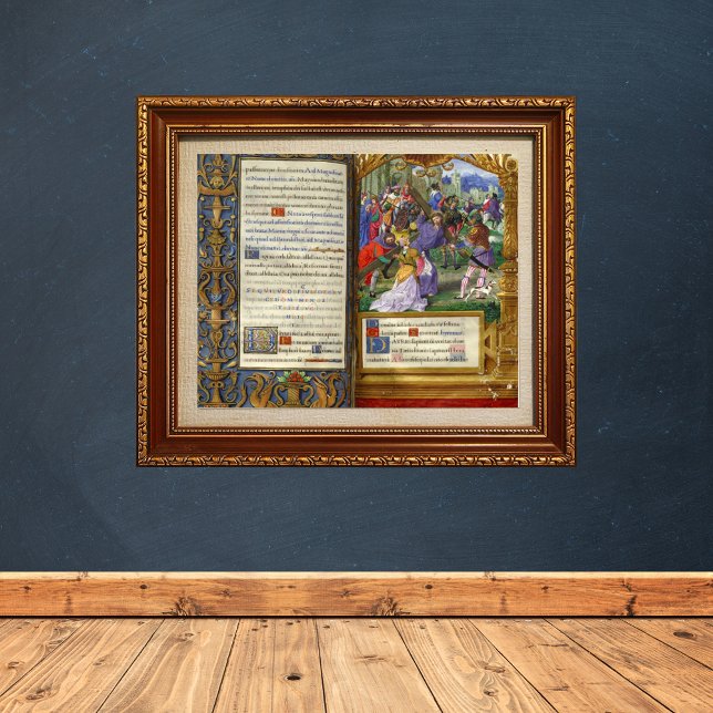 Crucifixion Calvary Cross Lent Good Friday Easter Poster (Way of the Cross Renaissance Medieval Manuscript Catholic Christian Art Poster)