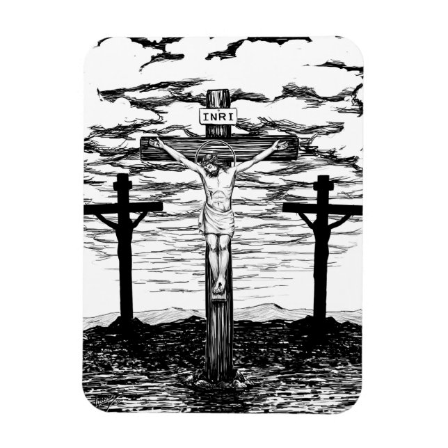 Crucifixion Illustration by Amanda Diehl Magnet (Vertical)