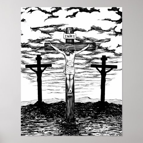 Crucifixion Illustration by Amanda Diehl Poster
